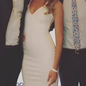 White Spaghetti Strapped Midi Dress with Back Detail